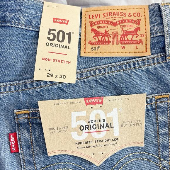 Levi's 501 Original Women's High Rise Straight Leg Button Fly Denim Jeans 29x30 - Picture 6 of 8